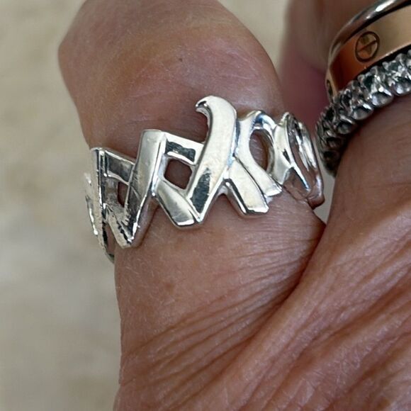 Tiffany & Co. Paloma Picasso Graffiti Love And Kisses Ring Sterling Silver - Picture 5 of 9